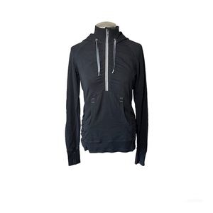 ATHLETA Heavenly Hail Ruched Black Half Zip Hooded Jacket Sz S